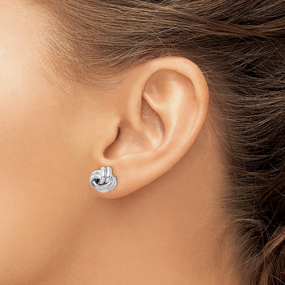 Sterling Silver Rhodium-plated Post Love Knot Earrings (QE16416)