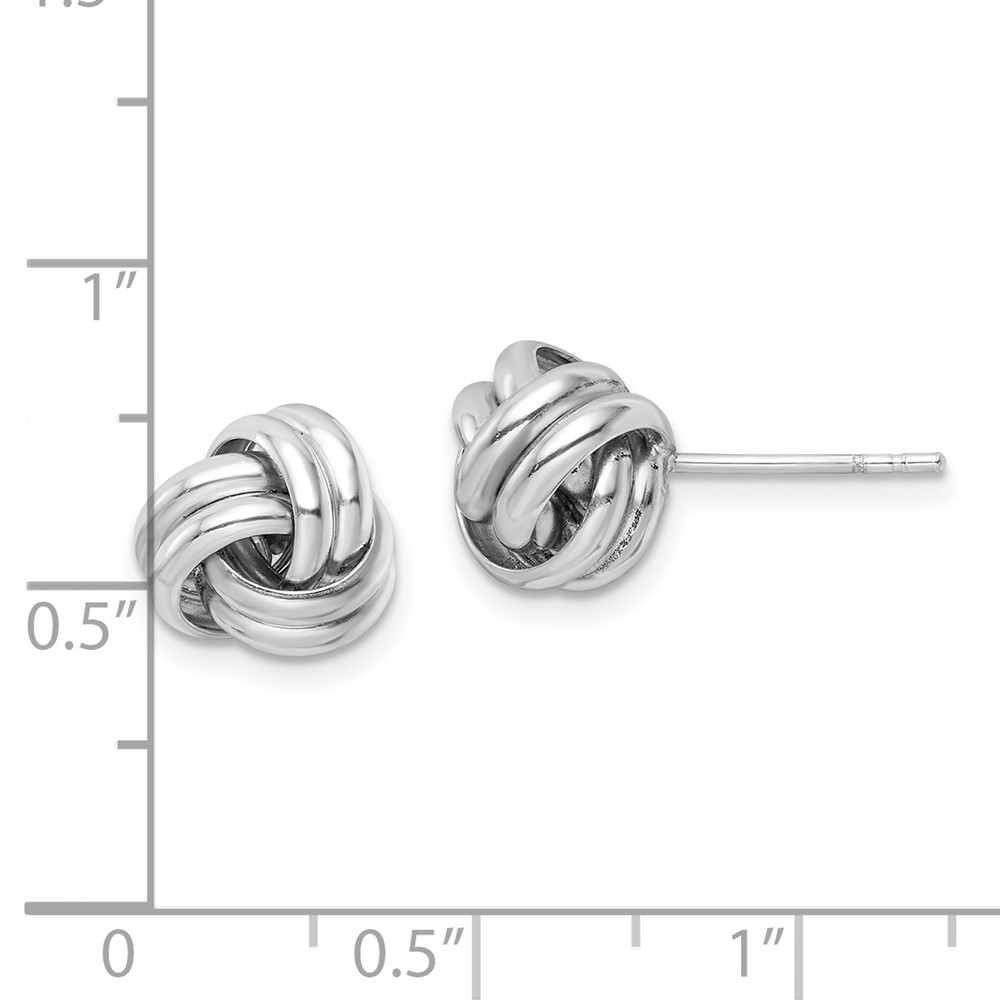 Sterling Silver Rhodium-plated Post Love Knot Earrings (QE16416)
