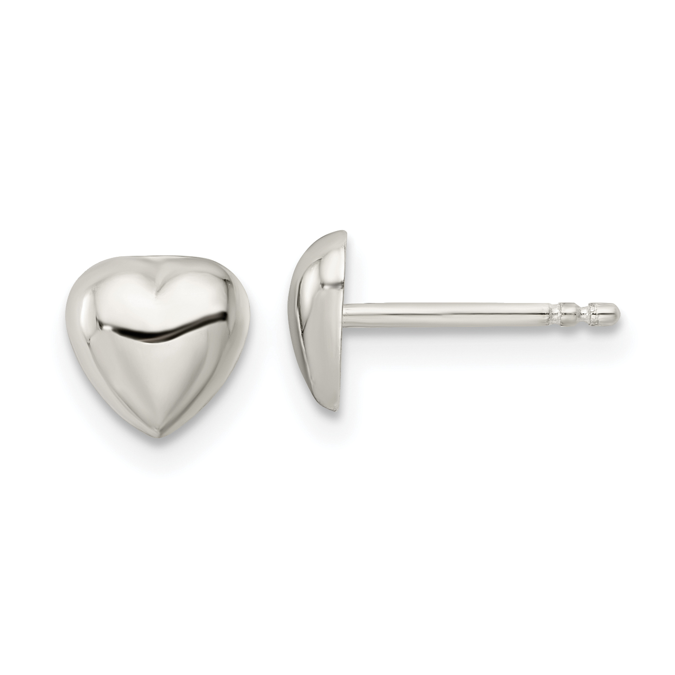 Sterling Silver Polished Heart Post Earrings (QE16420)