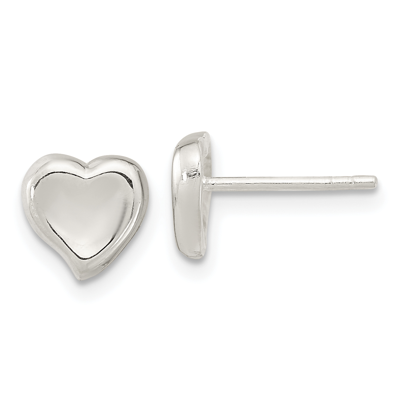 Sterling Silver Polished Puffed Heart Post Earrings (QE16424)
