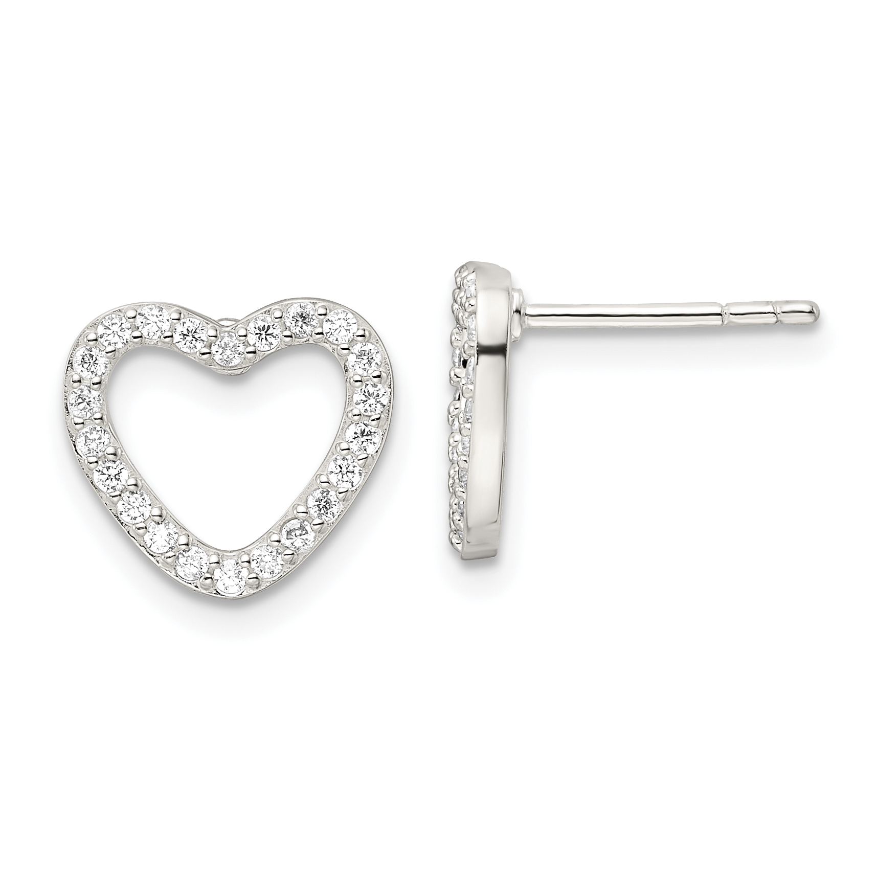 Sterling Silver CZ Heart Post Earrings (QE16429)