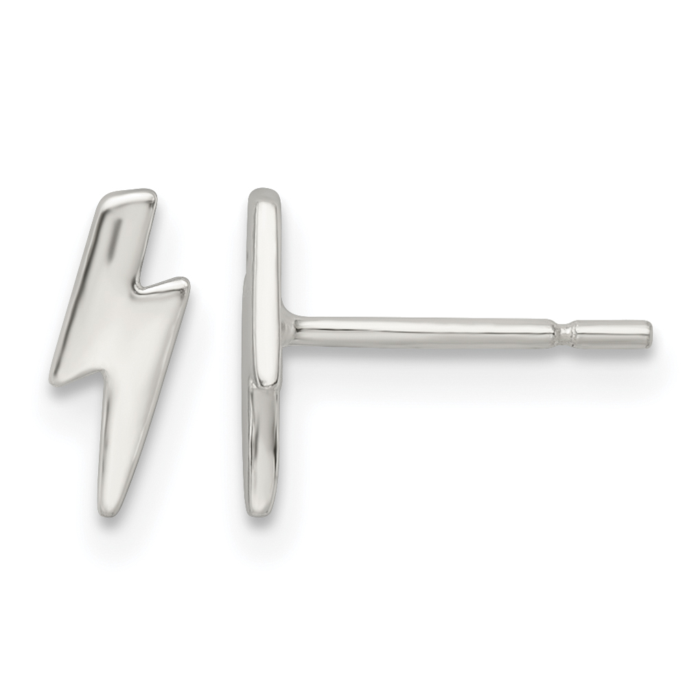 Sterling Silver Polished Tiny Lightning Post Earrings (QE16468)