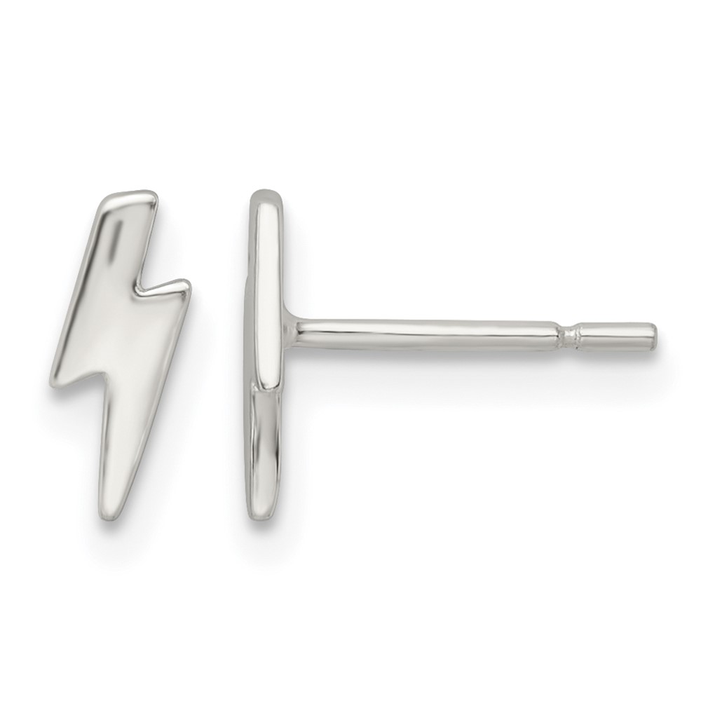 Sterling Silver Polished Tiny Lightning Post Earrings (QE16468)