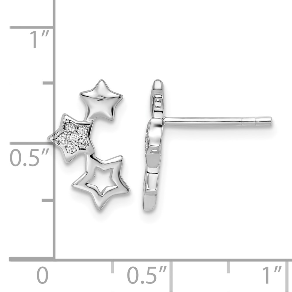 Sterling Silver Rhodium-plated Polished CZ Star Post Earrings (QE16482)
