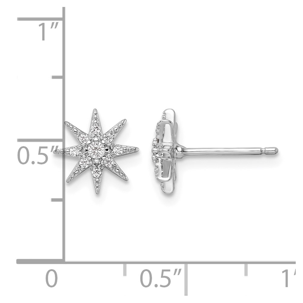 Sterling Silver Rhodium-plated Polished CZ Star Post Earrings (QE16485)