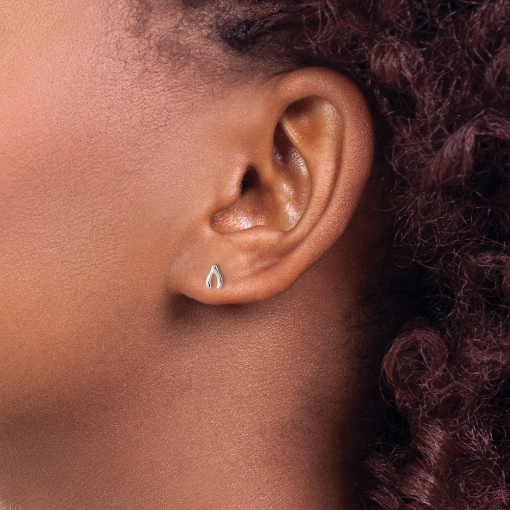Sterling Silver Polished Wish Bone Post Earrings (QE16551)