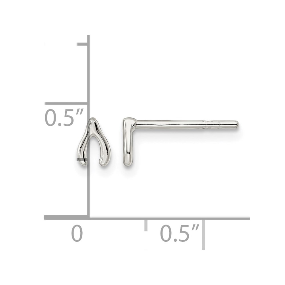 Sterling Silver Polished Wish Bone Post Earrings (QE16551)