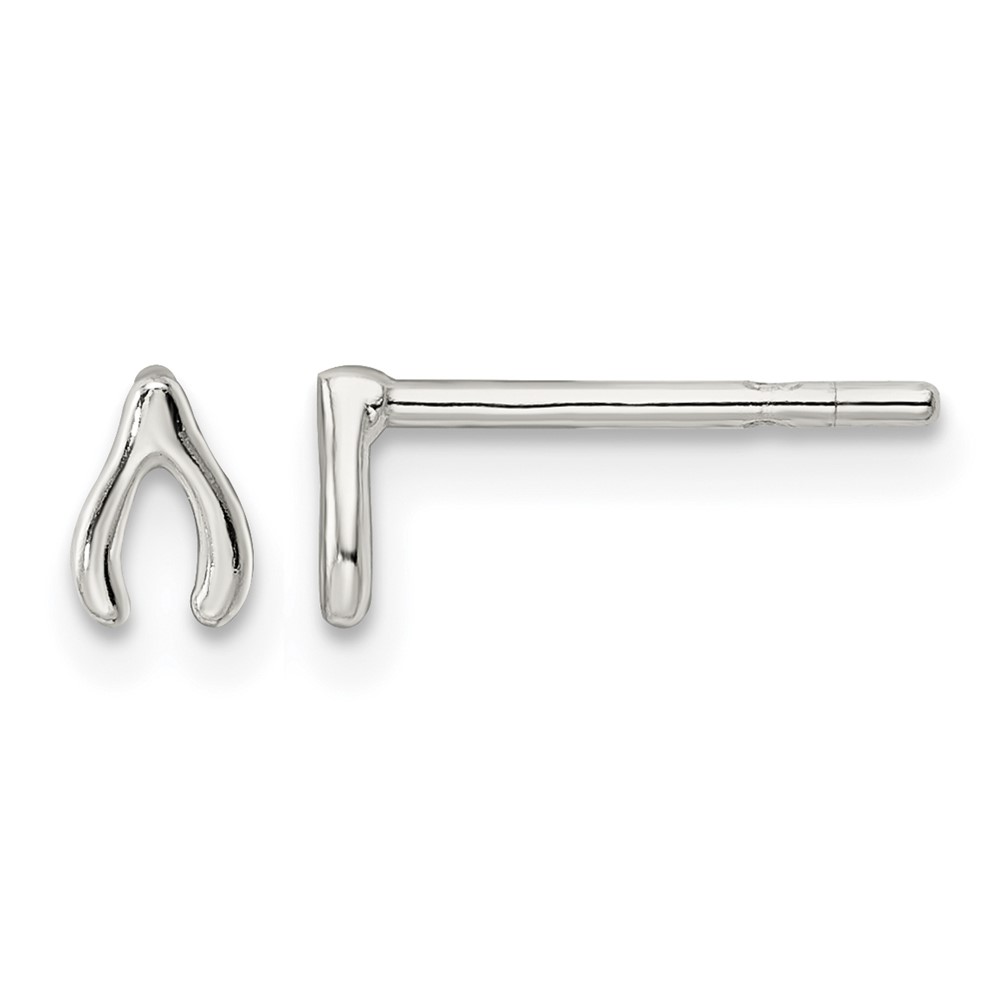 Sterling Silver Polished Wish Bone Post Earrings (QE16551)