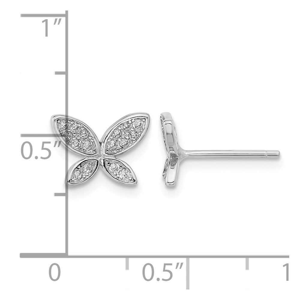 Sterling Silver Rhodium-plated CZ Butterfly Post Earrings (QE16559)