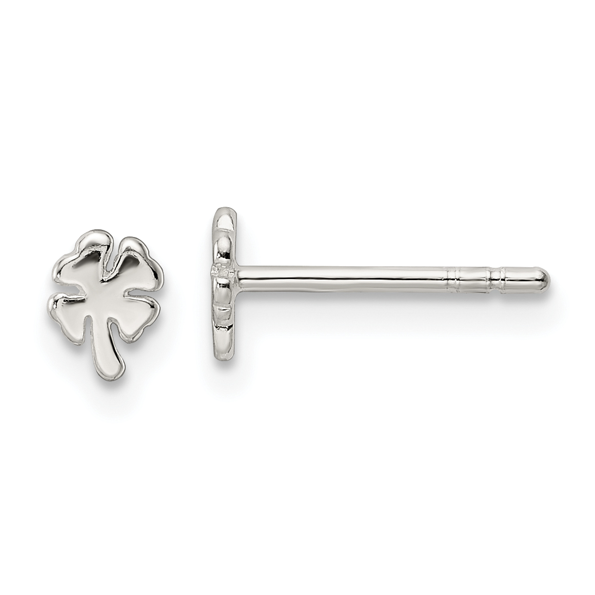 Sterling Silver Polished 4 Leaf Clover Post Earrings (QE16570)