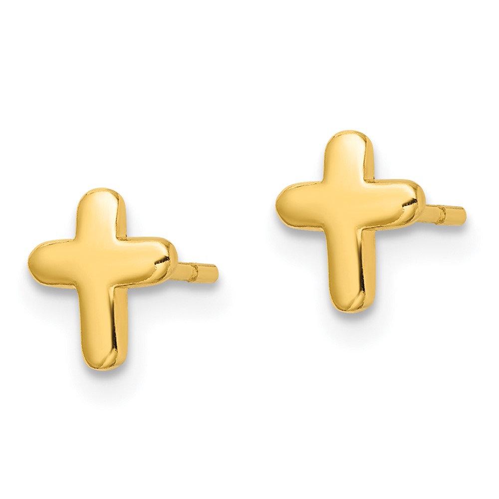 Sterling Silver Gold-tone Polished Cross Post Earrings (QE16571GP)