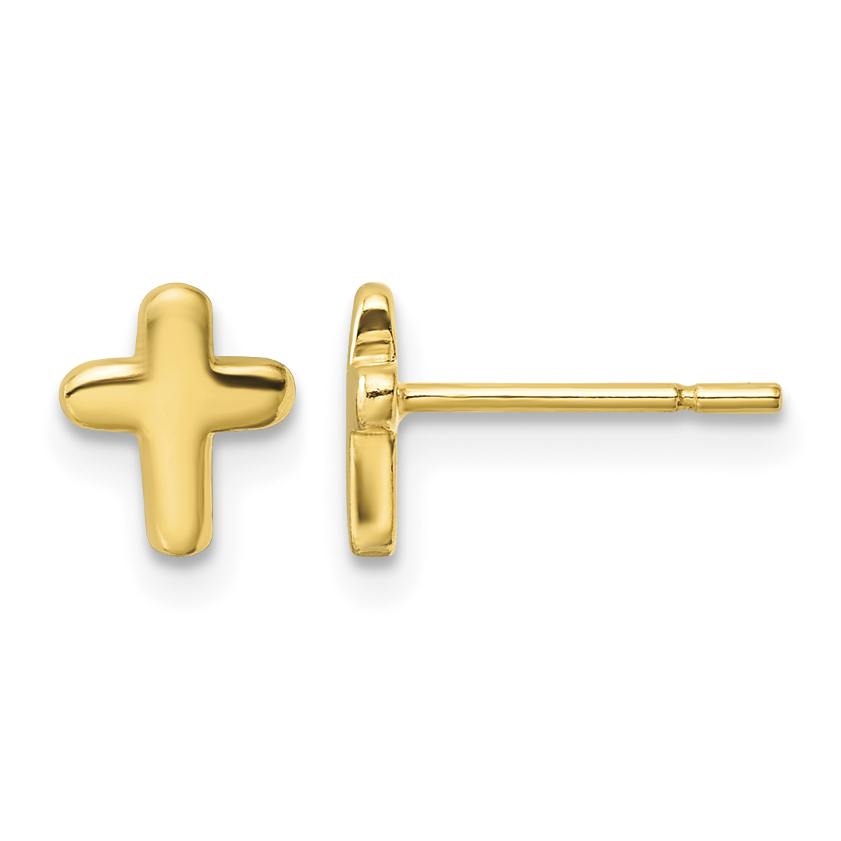 Sterling Silver Gold-tone Polished Cross Post Earrings (QE16571GP)