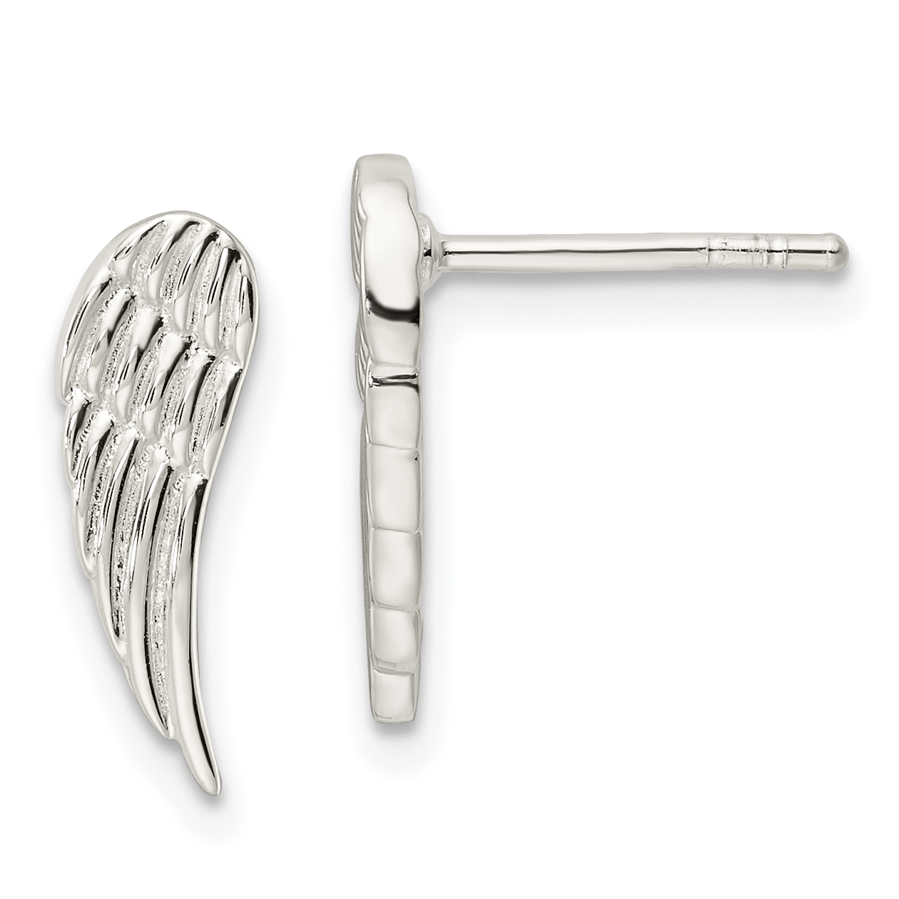 Sterling Silver Polished and Textured Wing Post Earrings (QE16588)