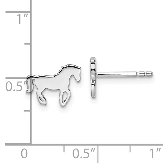 Sterling Silver Rhodium-plated Polished Horse Children's Post Earrings