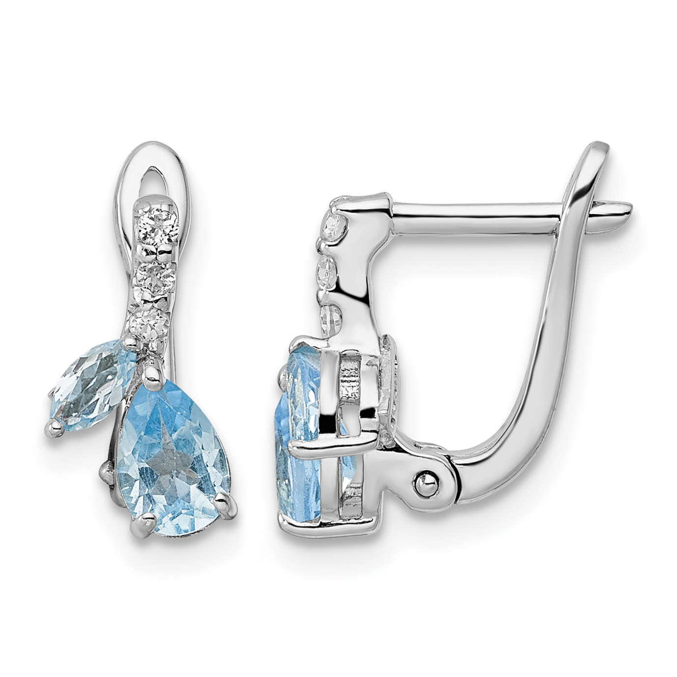 Sterling Silver Rhodium-plated Swiss BT/White Topaz Hinged Earrings (QE16641BT)