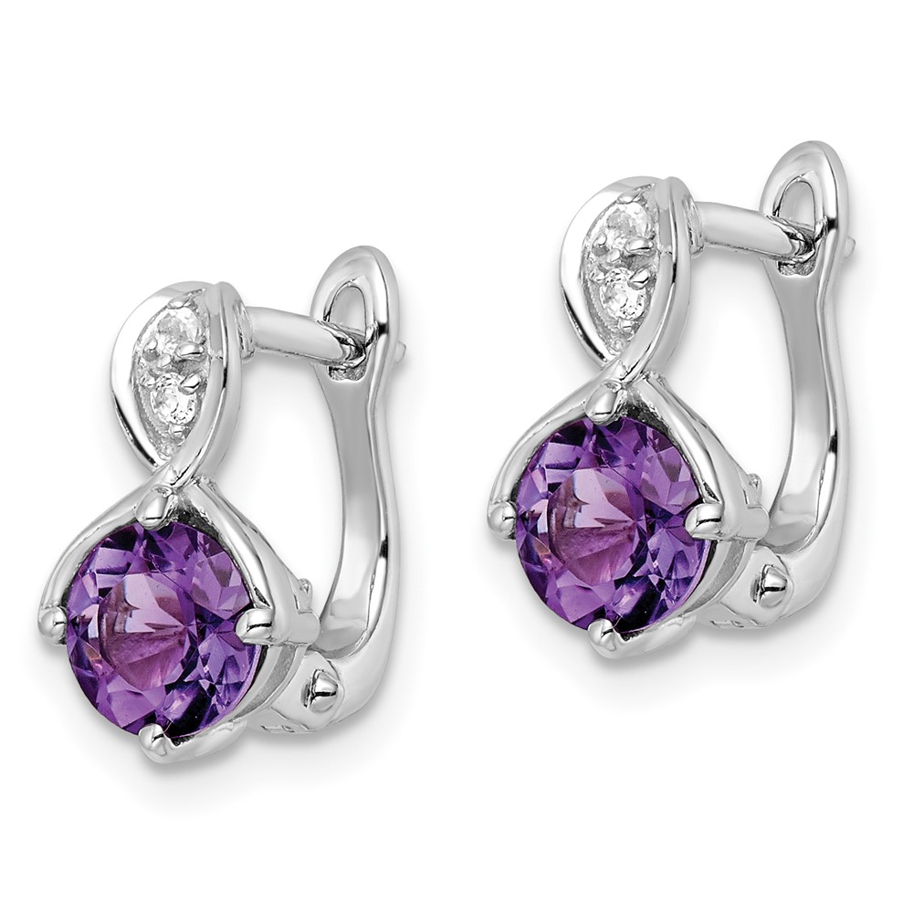 SS Rhod-plated 1.48tw Amethyst/White Topaz Hinged Earrings (QE16642AM)