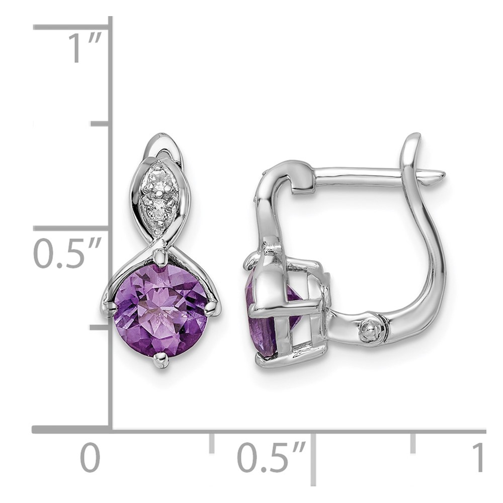 SS Rhod-plated 1.48tw Amethyst/White Topaz Hinged Earrings (QE16642AM)