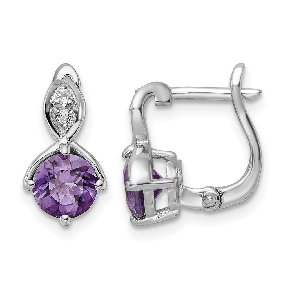 SS Rhod-plated 1.48tw Amethyst/White Topaz Hinged Earrings (QE16642AM)