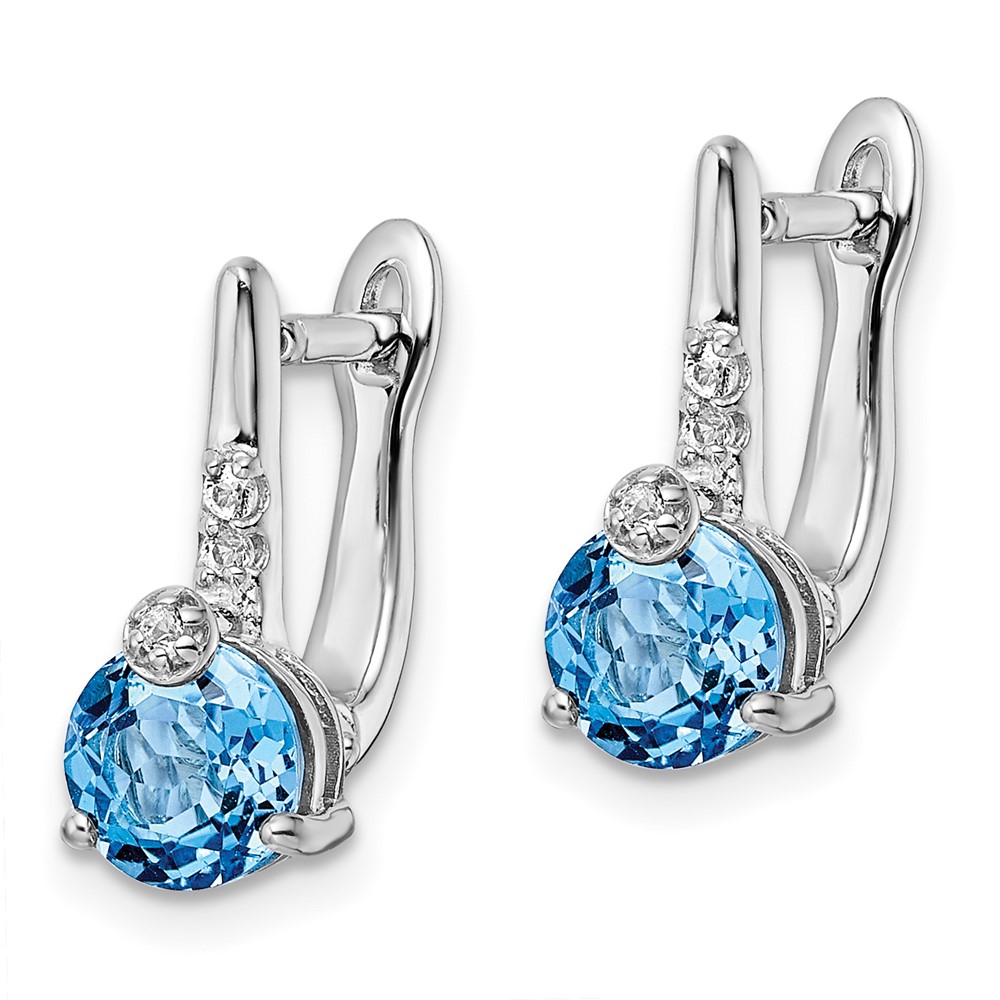 Sterling Silver Rhodium-plated Swiss BT/White Topaz Circle Hinged Earrings (QE16643BT)