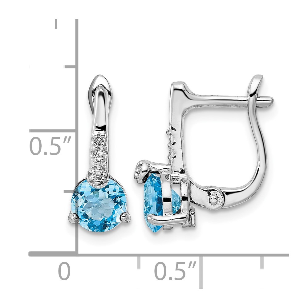 Sterling Silver Rhodium-plated Swiss BT/White Topaz Circle Hinged Earrings (QE16643BT)