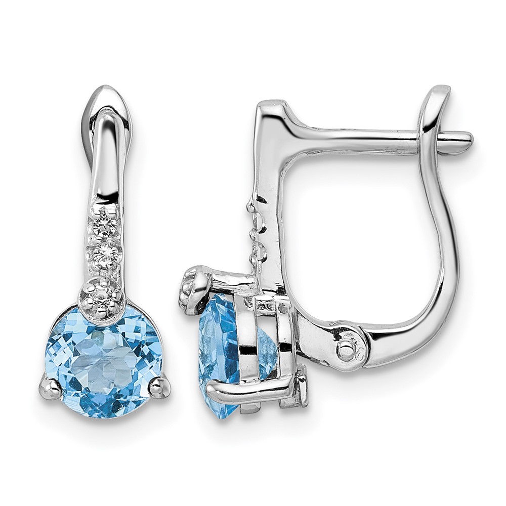 Sterling Silver Rhodium-plated Swiss BT/White Topaz Circle Hinged Earrings (QE16643BT)
