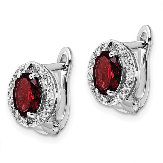 Sterling Silver Gemstone Oval Hinged Earring