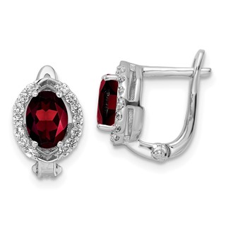 Sterling Silver Gemstone Oval Hinged Earring