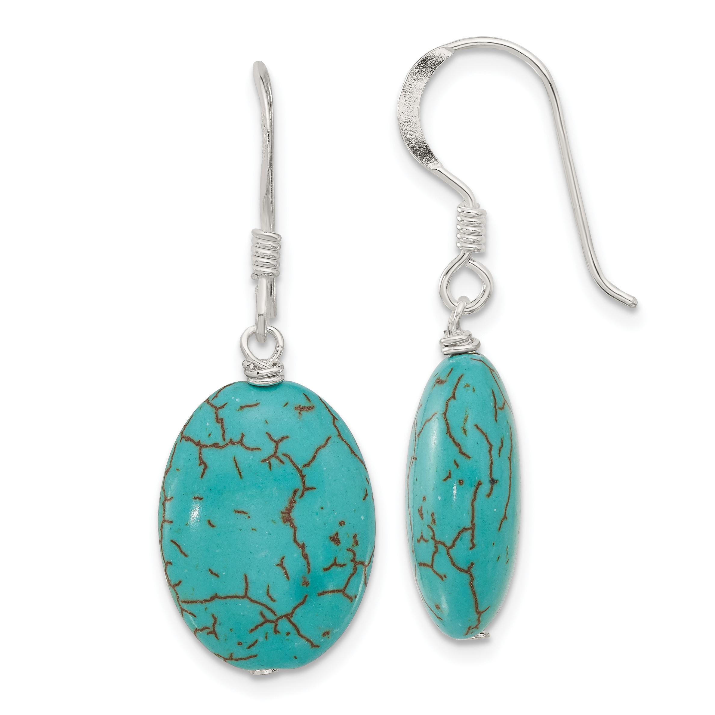 Sterling Silver Recon. Magnesite Dangle Shepherd Hook Earrings (QE16691)