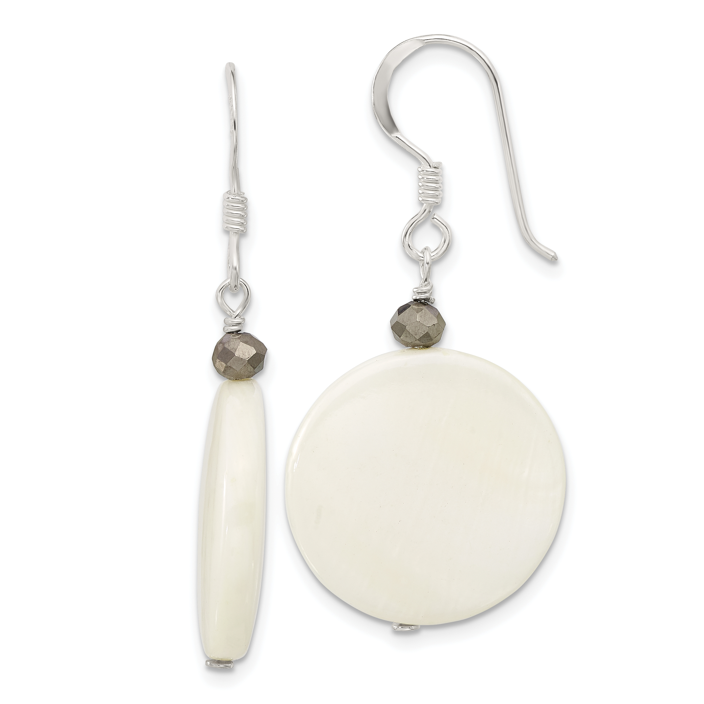 Sterling Silver Mother of Pearl and Crystal Dangle Earrings (QE16698)