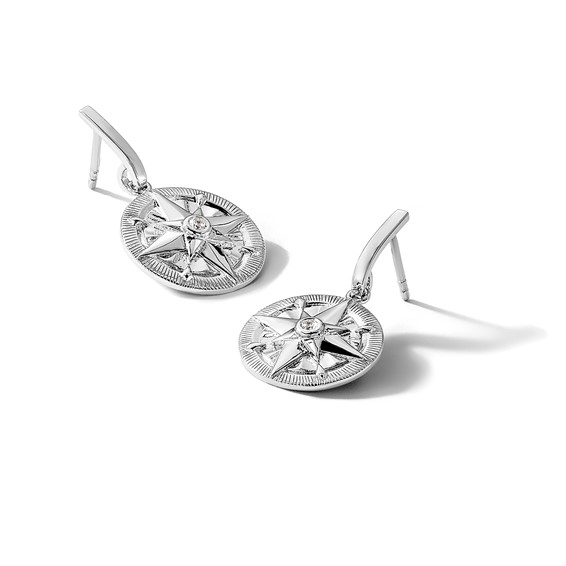 Sterling Silver Rhodium-plated Polished Pink Crystal Flamingo Post Earrings