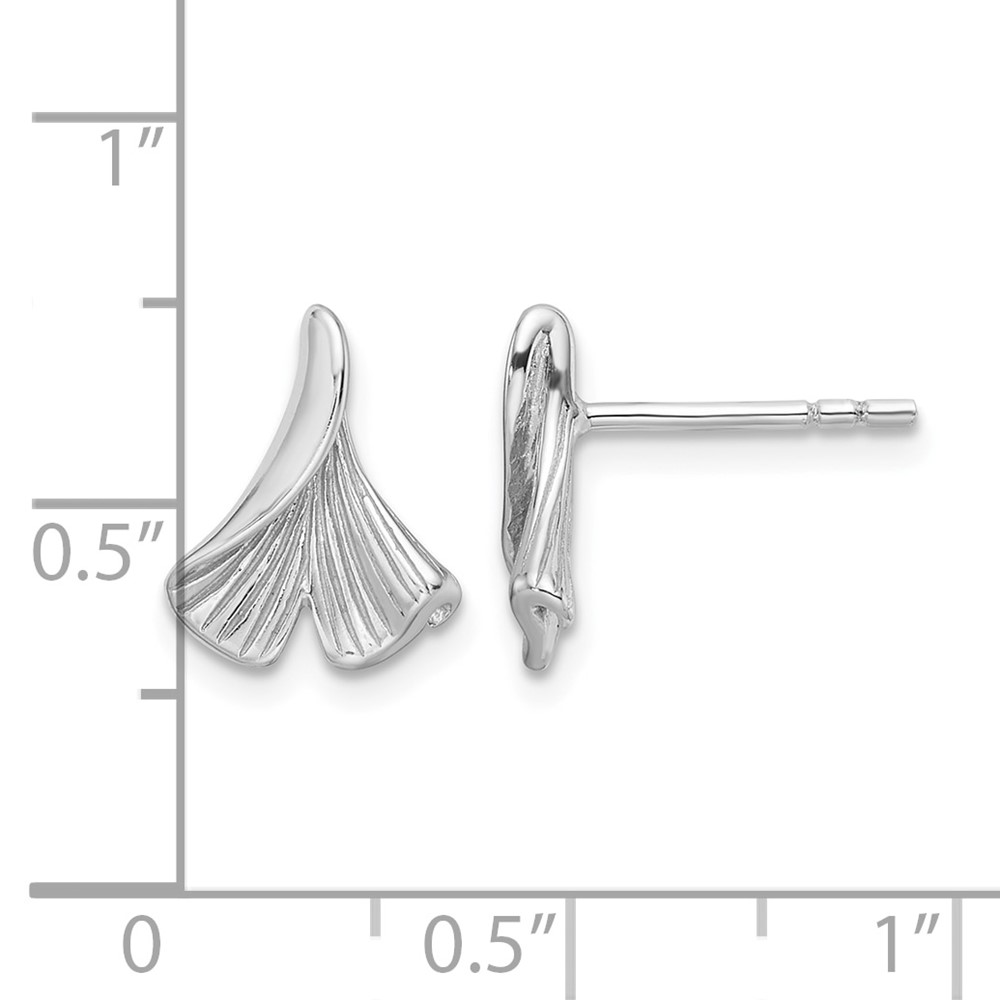 Sterling Silver Rhodium-plated Floral Leaf Post Earrings (QE16740)