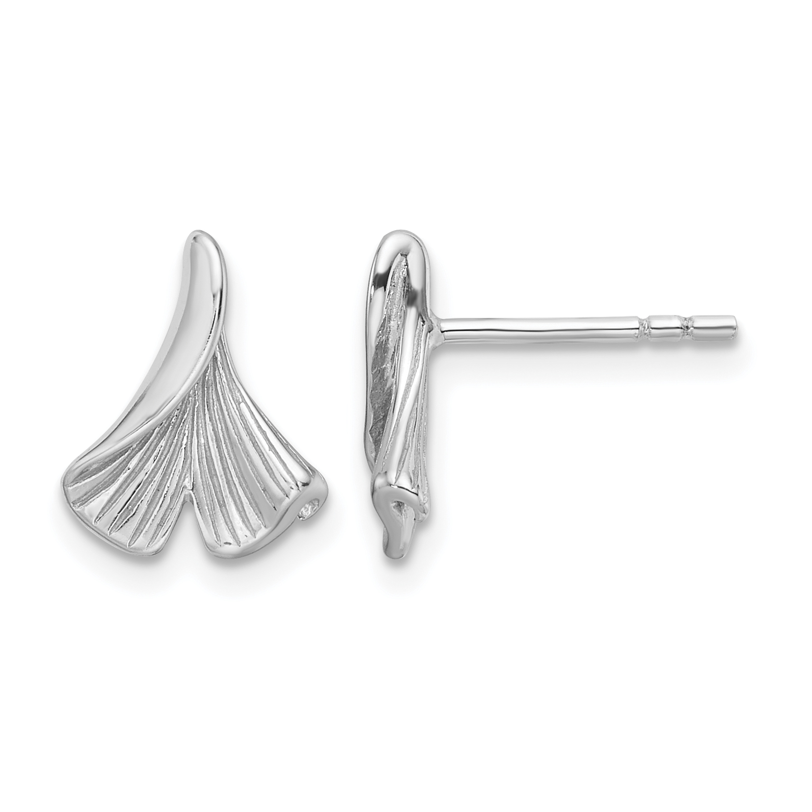 Sterling Silver Rhodium-plated Floral Leaf Post Earrings (QE16740)