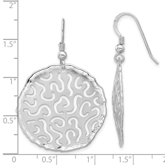 Sterling Silver Rhodium Plated Polished and Brushed Earrings