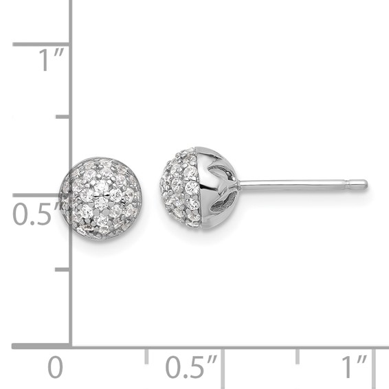 Sterling Silver Rhodium-plated Micro Pave CZ Ball Stud Earrings