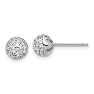 Sterling Silver Rhodium-plated Micro Pave CZ Ball Stud Earrings