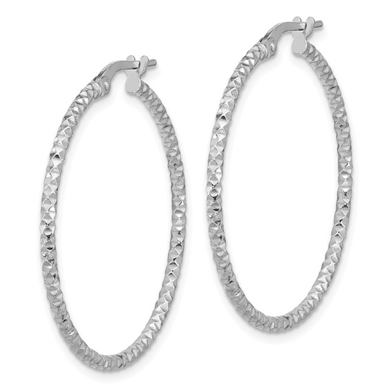 Sterling Silver 1.6mm Textured Hoop Earrings