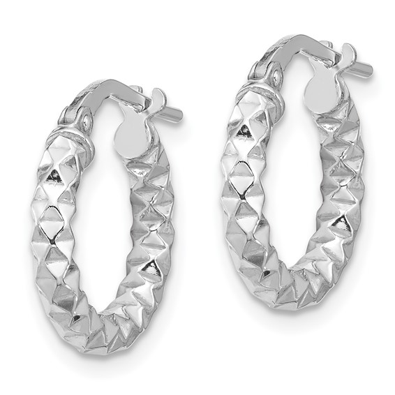 Sterling Silver 2.5mm Textured Hoop Earrings