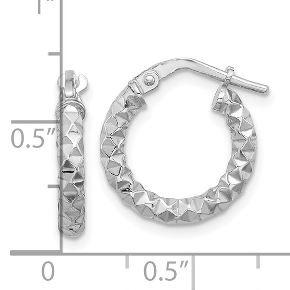 Sterling Silver 2.5mm Textured Hoop Earrings
