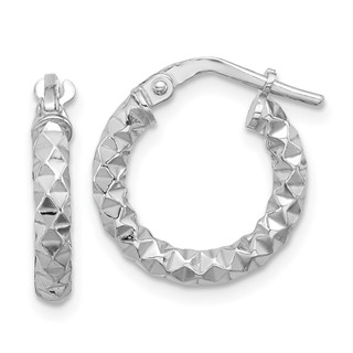 Sterling Silver 2.5mm Textured Hoop Earrings