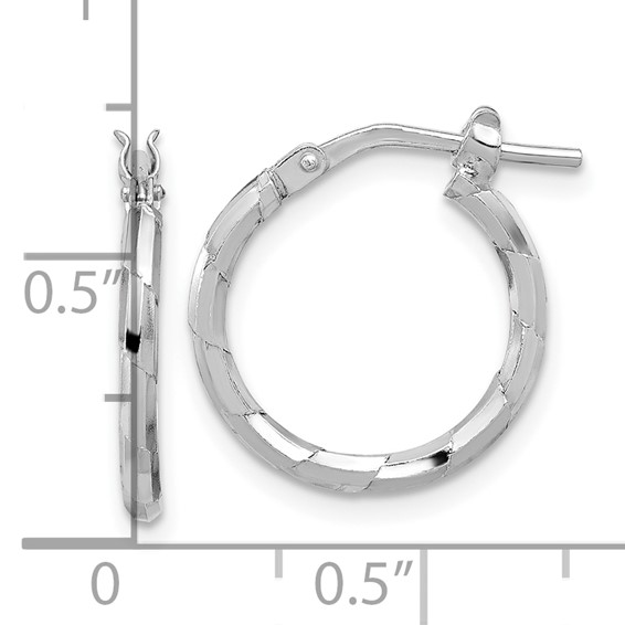 Sterling Silver 1.6mm Diamond-cut Hoop Earrings
