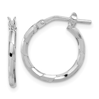 Sterling Silver 1.6mm Diamond-cut Hoop Earrings