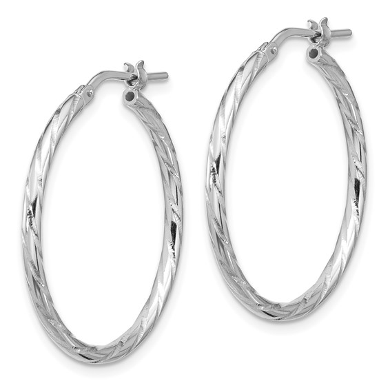 Sterling Silver 2.0mm Diamond-cut Hoop Earrings