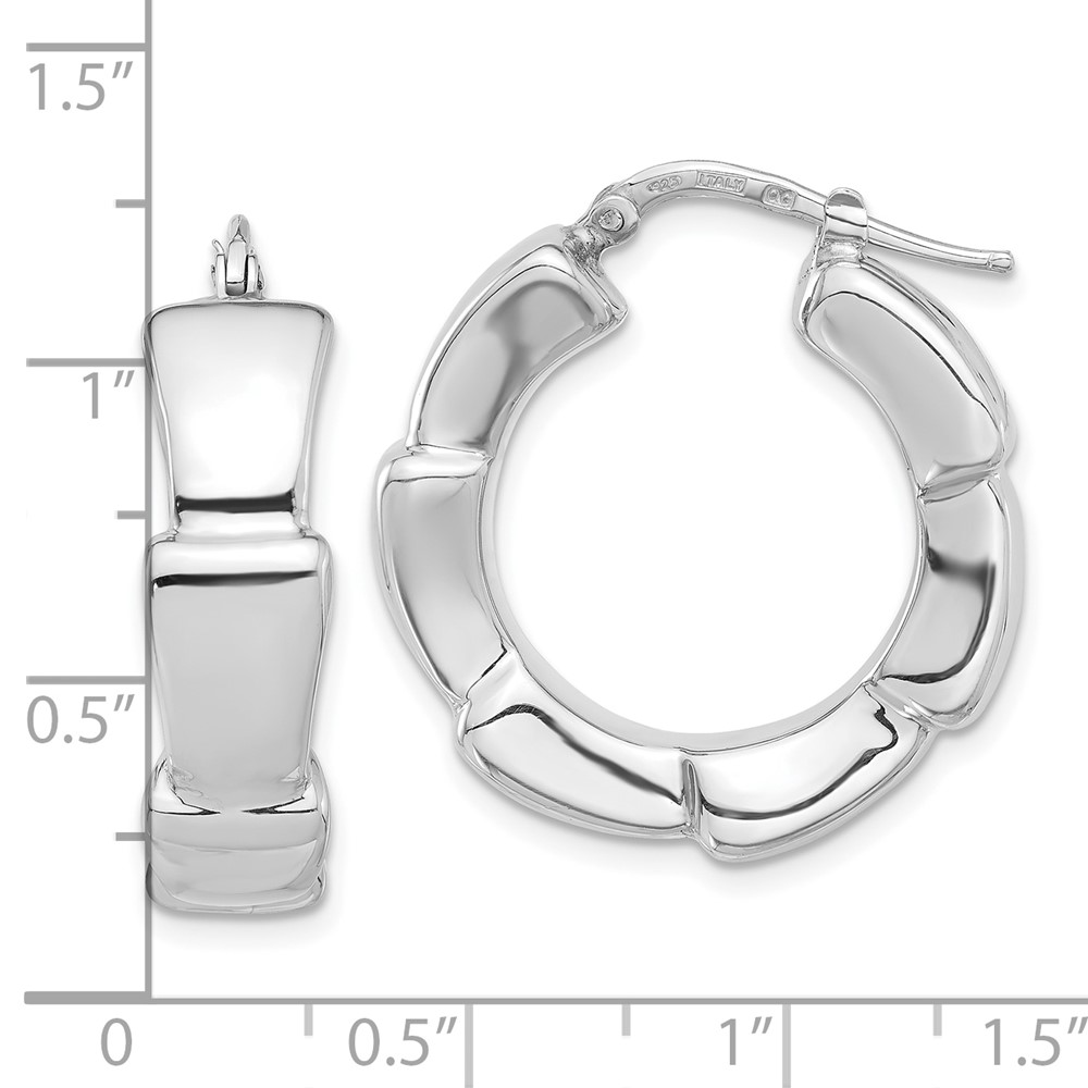 Sterling Silver Rhodium-plated Polished Hoop Earrings (QE16809)