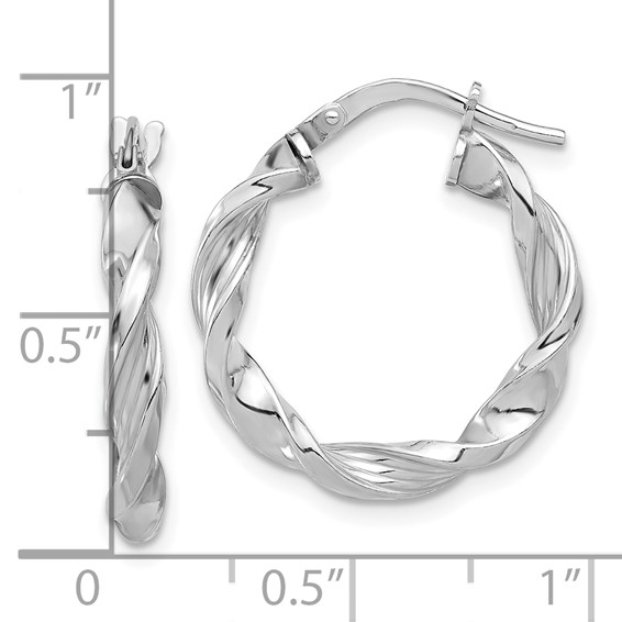 Sterling Silver 3.25mm Grooved Twisted Hoop Earrings