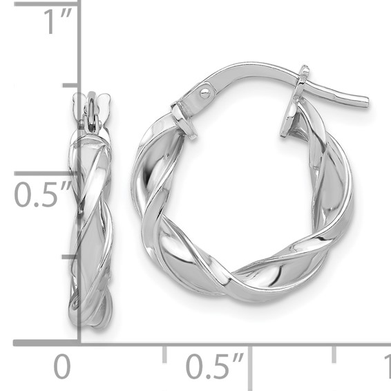 Sterling Silver 3.5mm Twisted Hoop Earrings