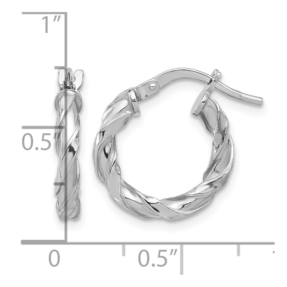 Sterling Silver Rhodium-plated Polished Twisted Hoop Earrings (QE16823)