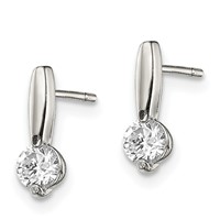 Sterling Silver Polished CZ Drop Post Earrings view 2