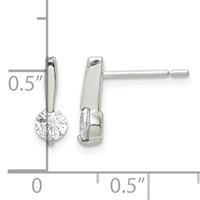 Sterling Silver Polished CZ Drop Post Earrings view 4