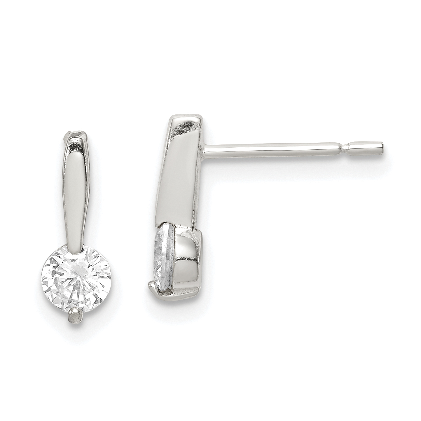 Sterling Silver Polished CZ Drop Post Earrings (QE1683)