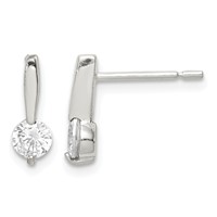 Sterling Silver Polished CZ Drop Post Earrings view 1